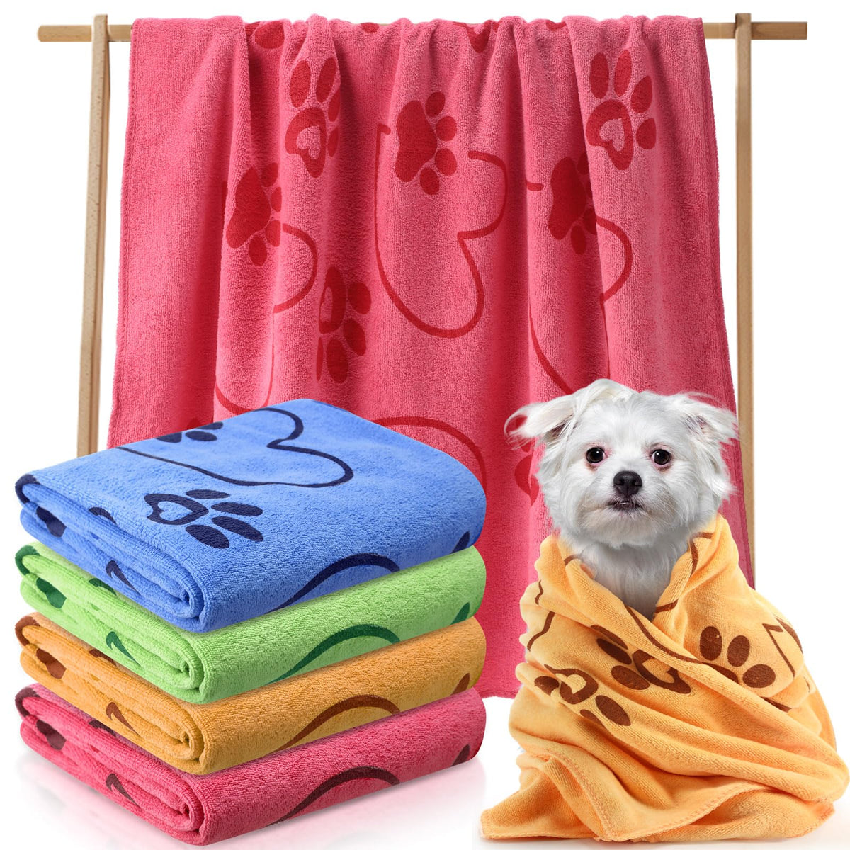 Fanfanwin dog towel blue microfiber absorbs moisture for quick post-bath drying
