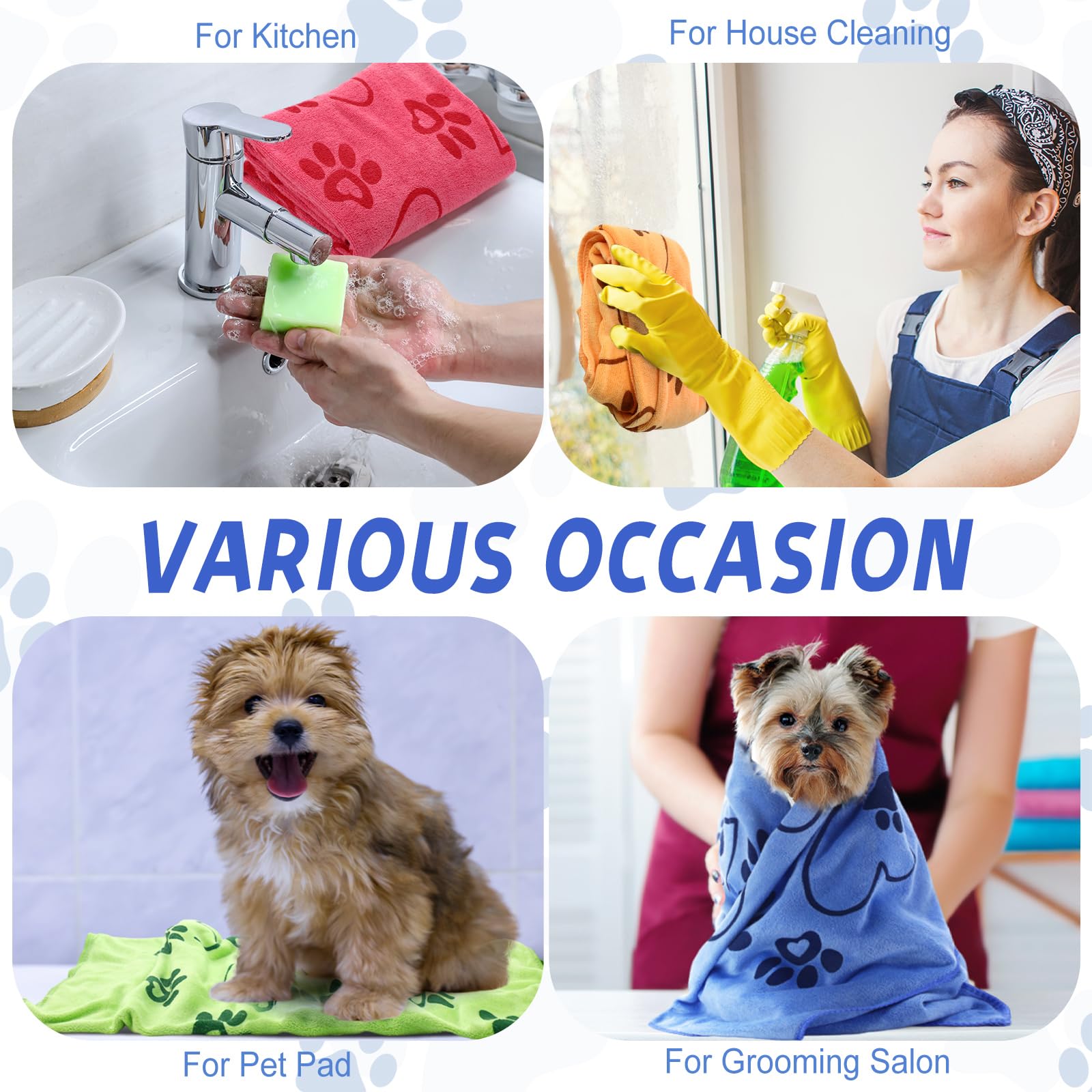 Fanfanwin packaging shows four towels bundled for multi-pet households