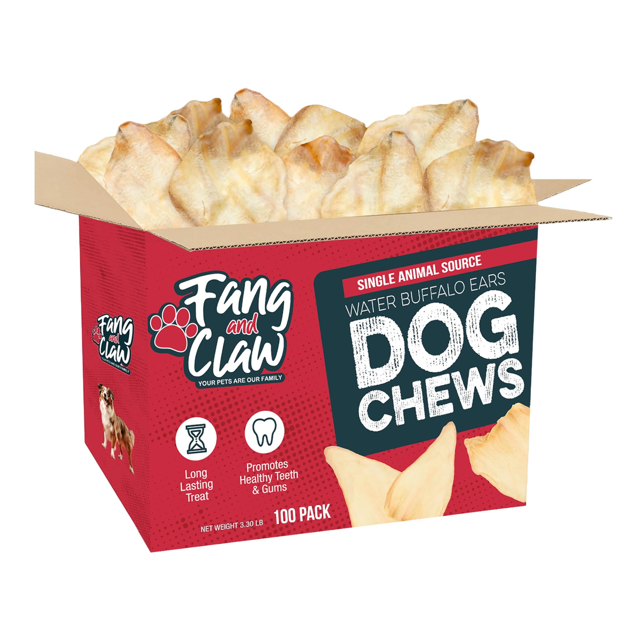 Fang and Claw buffalo ears sealed bag implies freshness and easy storage.