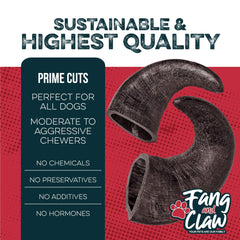 Fang and Claw buffalo horn chew free-range grass-fed single-source protein for natural chewing