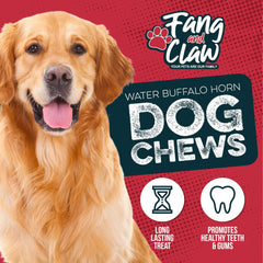 Fang and Claw buffalo horn chew single-source protein with no chemicals or additives