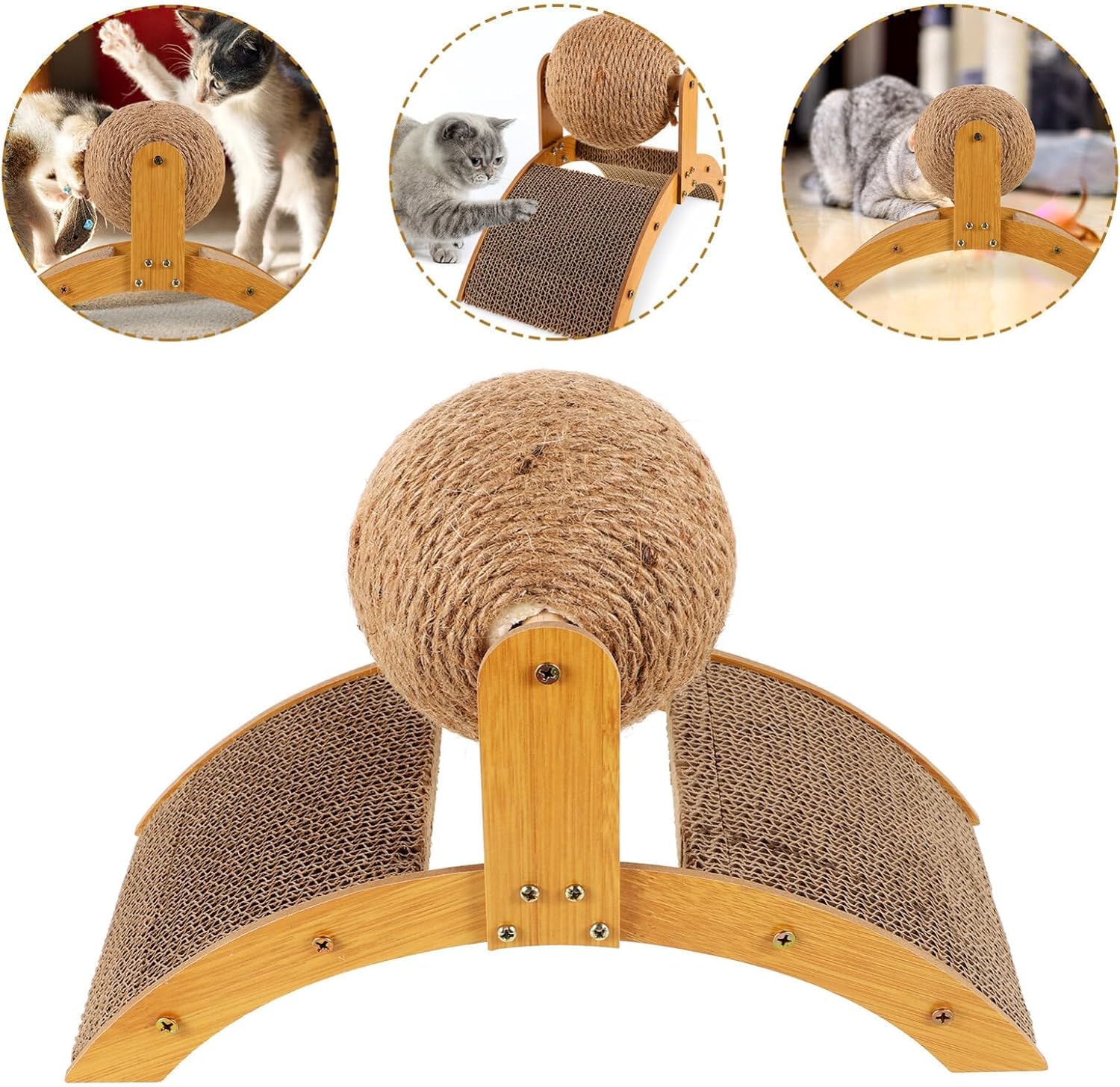 FANJUN-AMTECH solid wood base supports the scratcher for stable use.