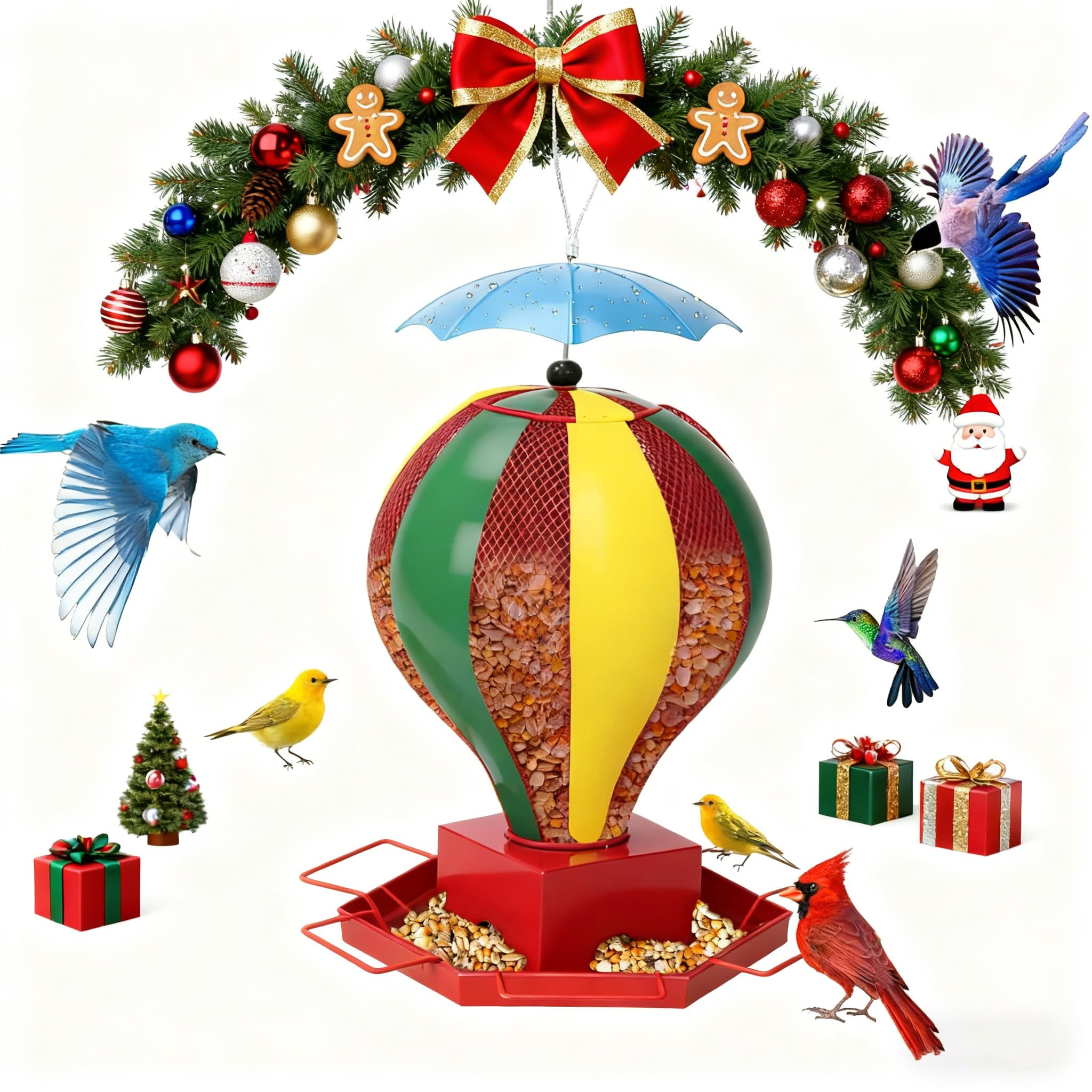 Fanosy bird feeder outdoors balloon design attracts cardinals and blue jays for vibrant backyard birdwatching