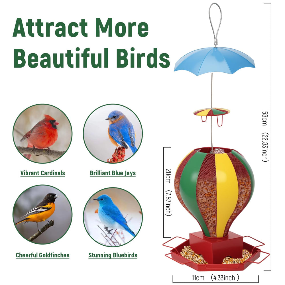 Fanosy bird feeder outdoors easy-hang with steel cable and no tools required