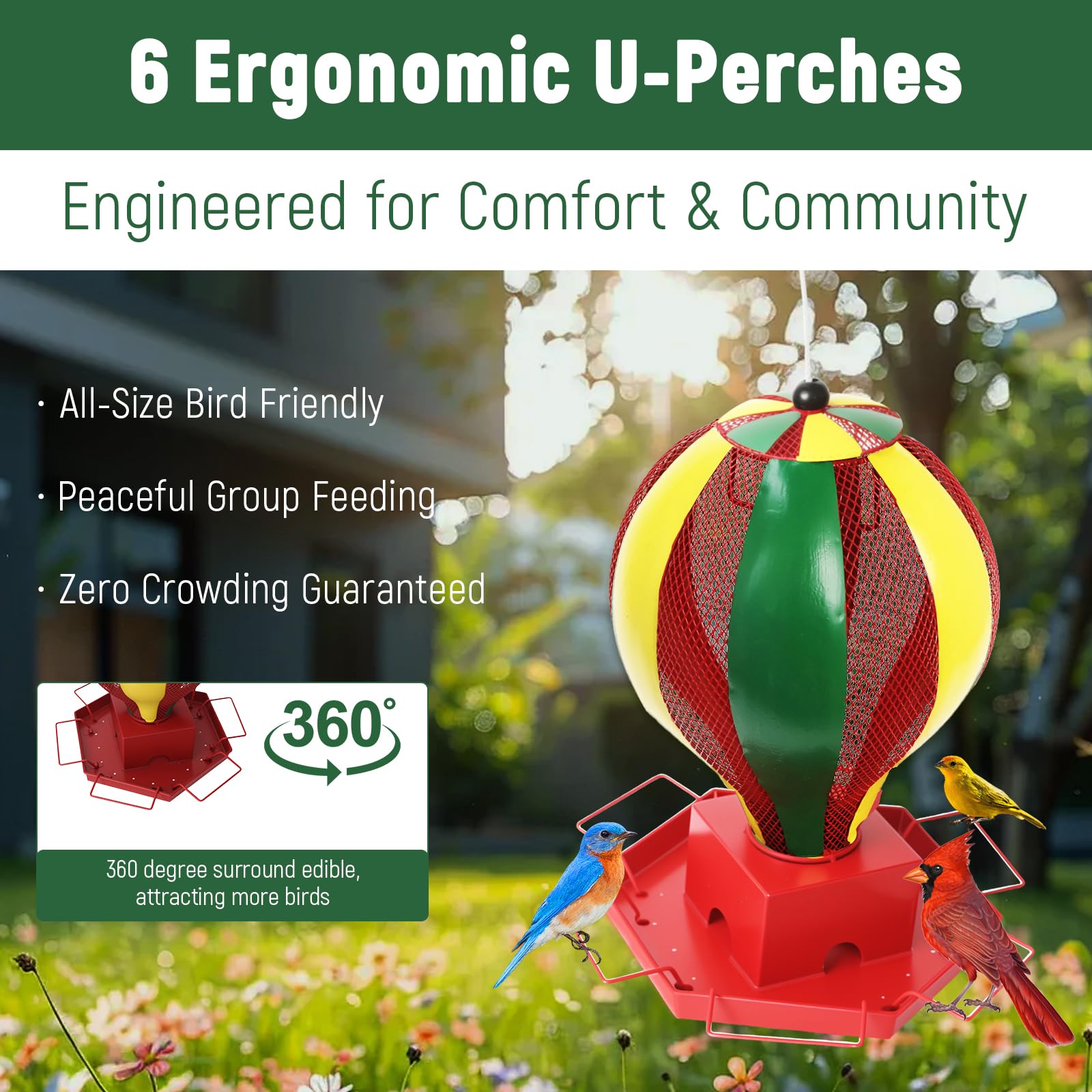 Fanosy bird feeder outdoors unique hot-air-balloon design enhances garden decor