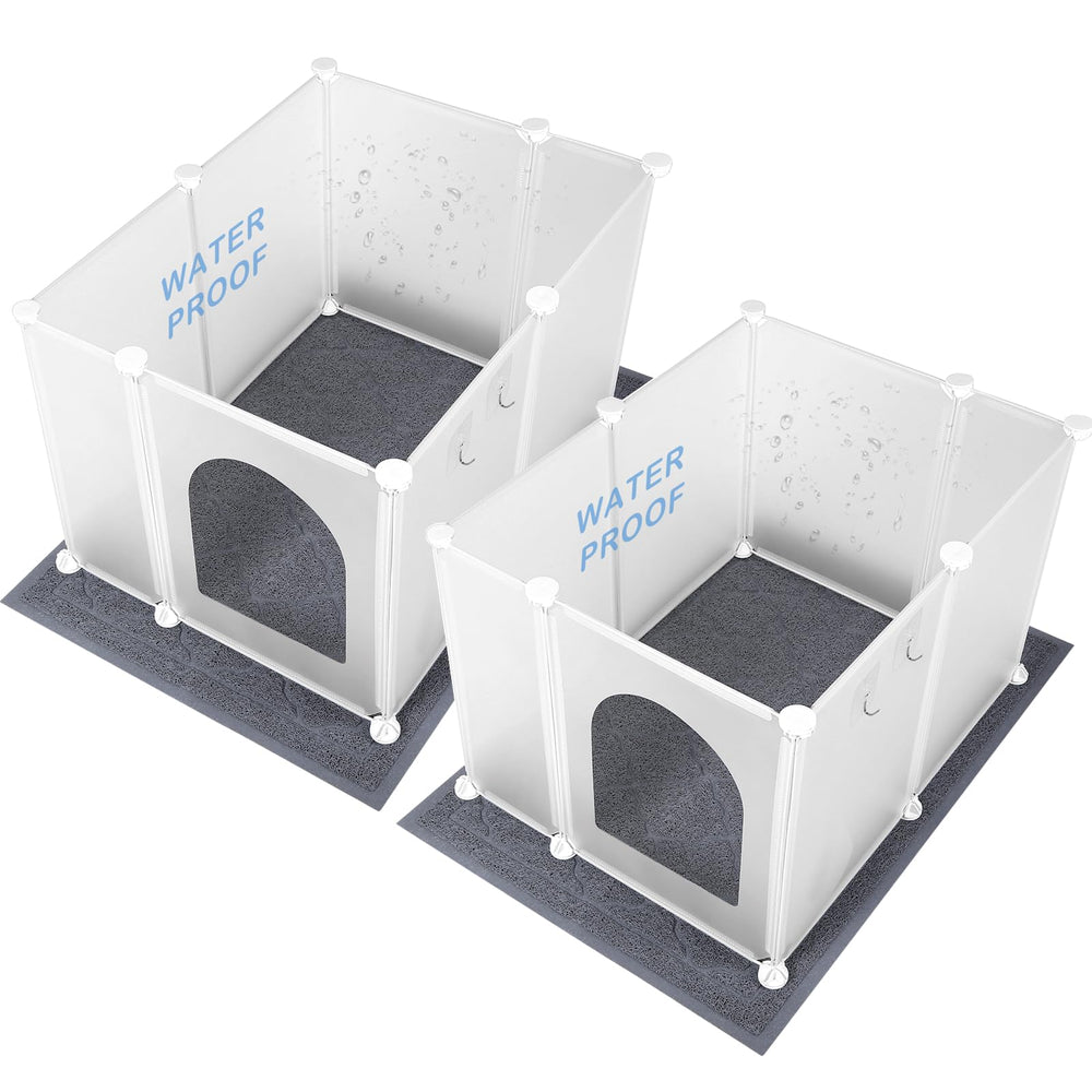 FanpBow litter box enclosure assembly shows quick setup for snug fit