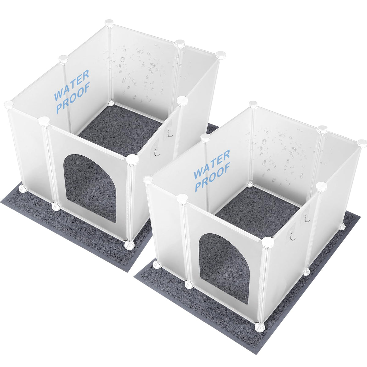 FanpBow litter box enclosure assembly shows quick setup for snug fit
