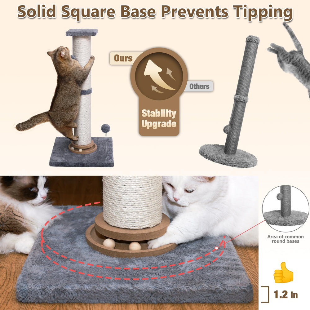 Fantasreen cat scratching post wrapped in thick natural sisal rope for scratching and grooming.