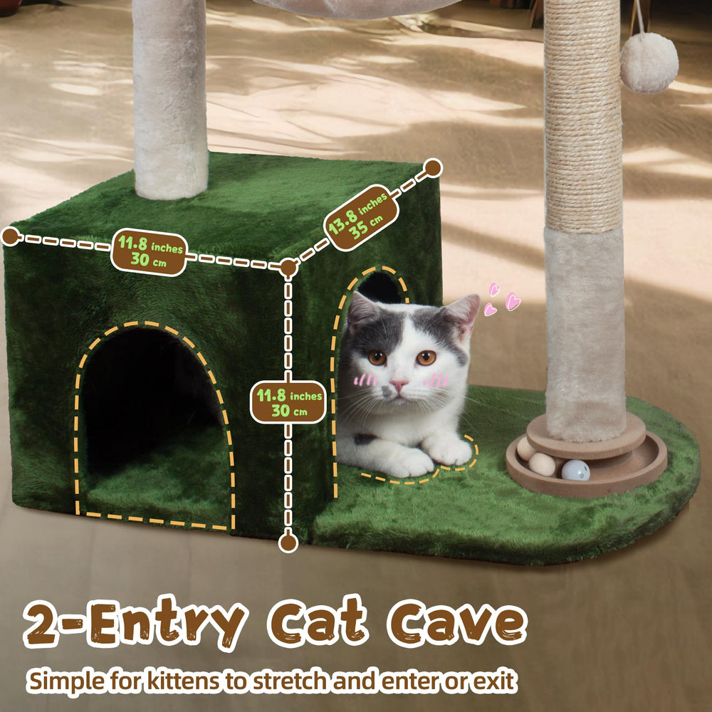 Fantasreen plywood base keeps the cat tree stable during play sessions.