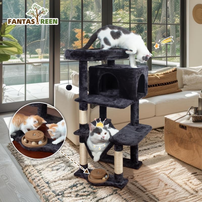 Fantasreen cat tree posts wrapped in sisal for satisfying scratching.