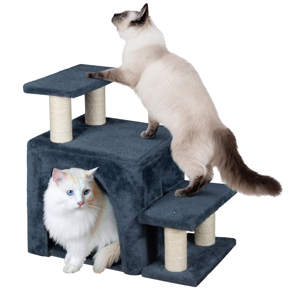 Fantasreen dog stairs and cat scratching post with condo for easy high-bed access.