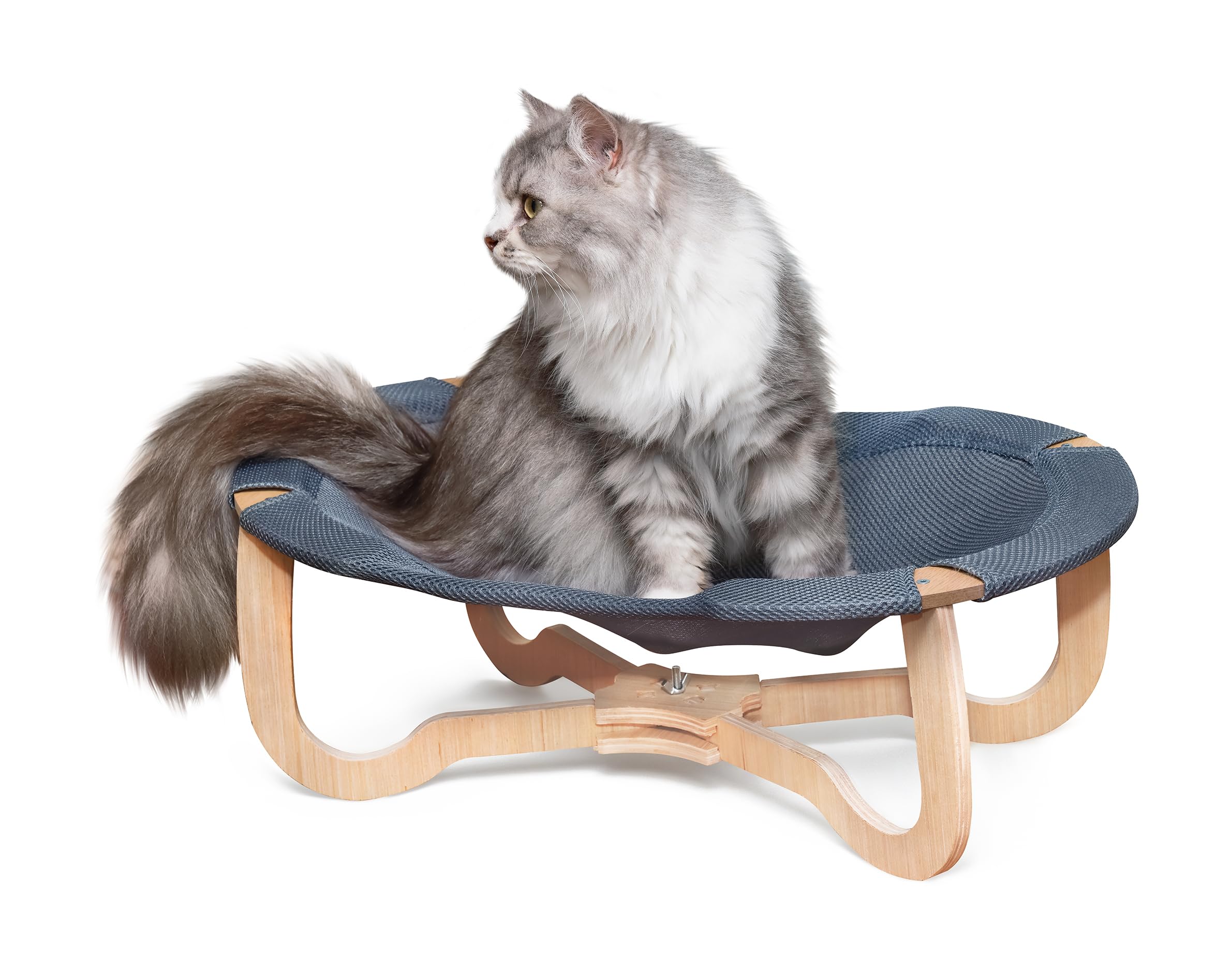 Fantasreen wooden elevated cat bed frame showcases sturdy pine support for comfy lounging.