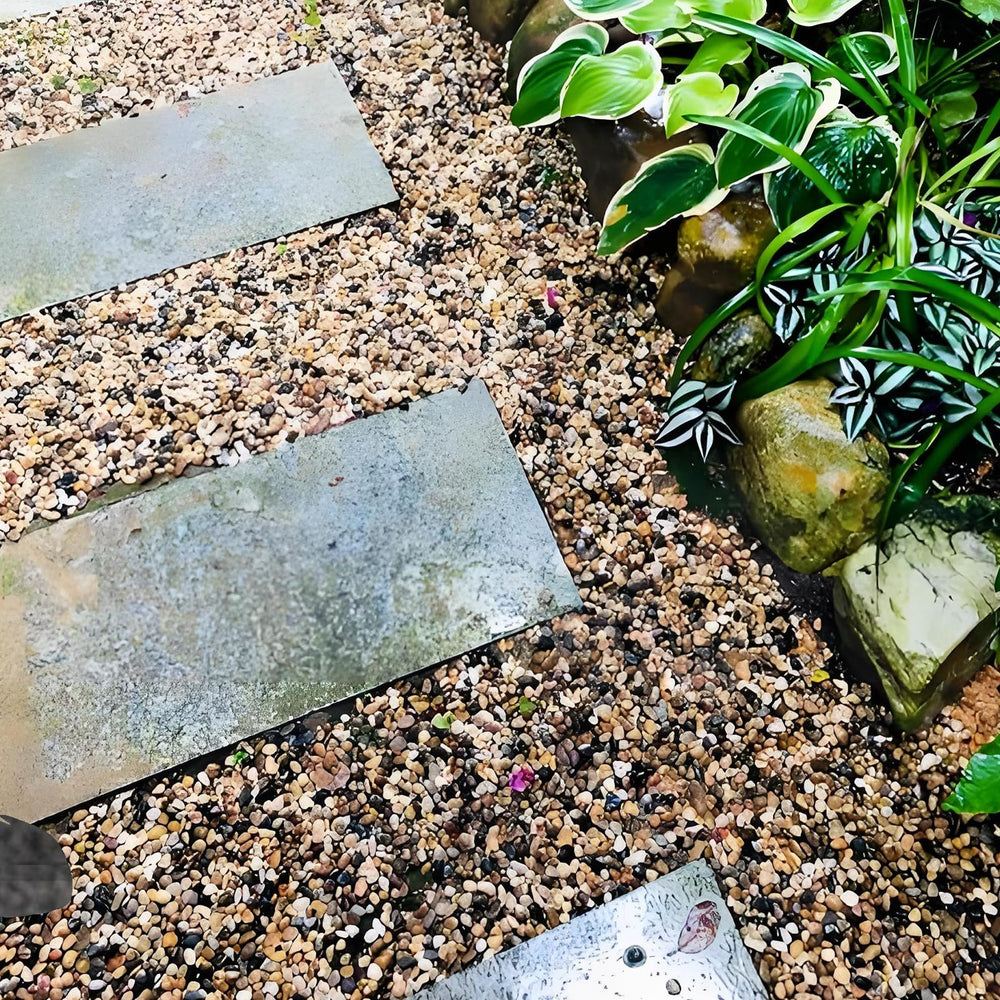 FANTIAN garden walkway pebbles adding natural texture and curb appeal.