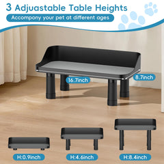 Farafox 3-height adjustable stand shows varied heights for different dogs.