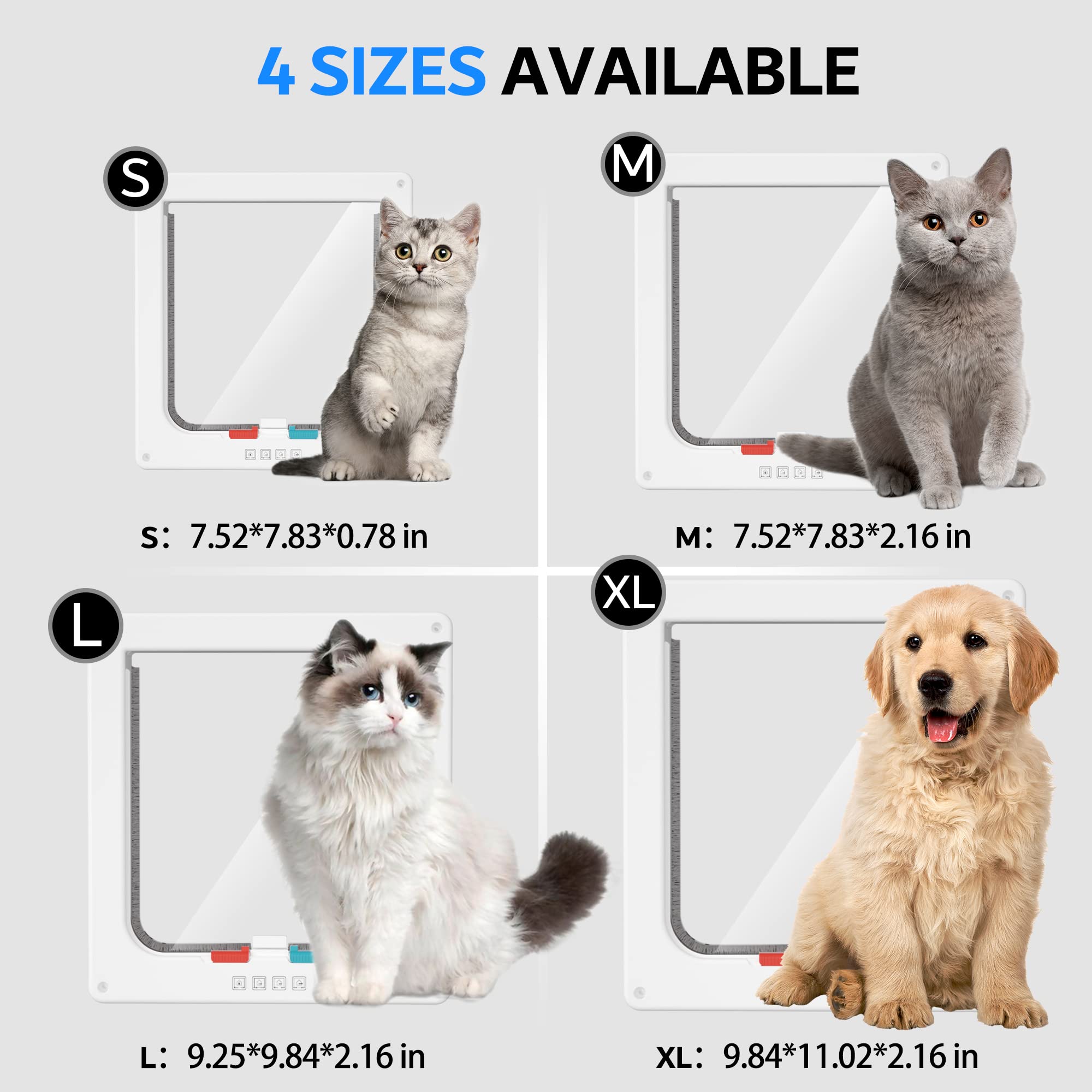 Farever Extra Large Cat Door four-switch mode clearly labeled for flexible control
