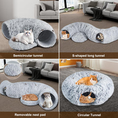 Farhming cat tunnel peekaboo holes invites curiosity and play.