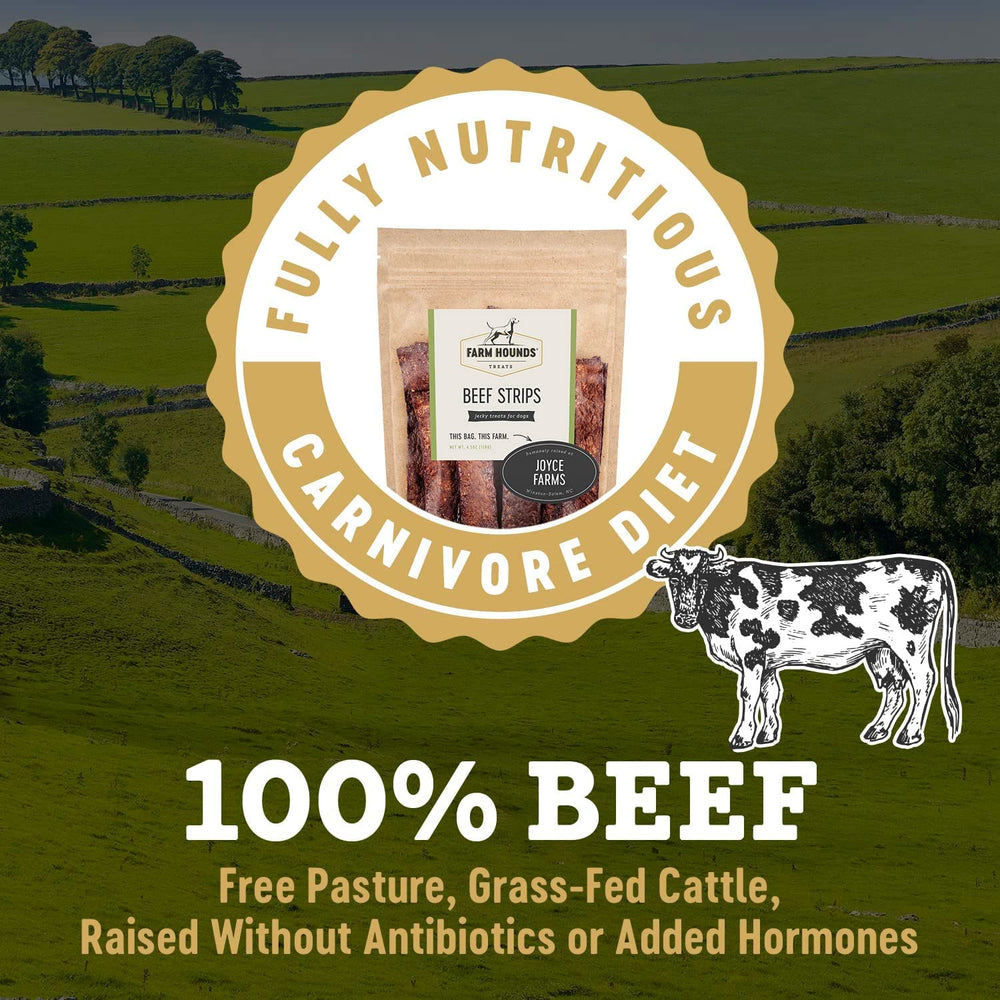 Farm Hounds Beef Strips ingredients display highlighting natural blend