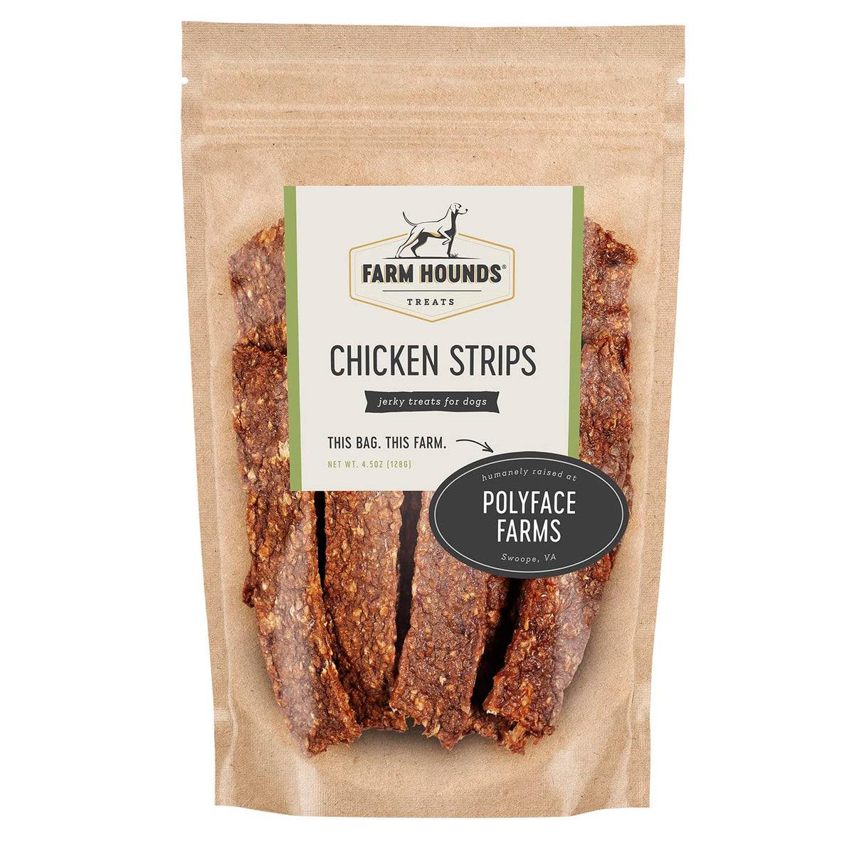 Farm Hounds Chicken Strips pack front for training rewards.