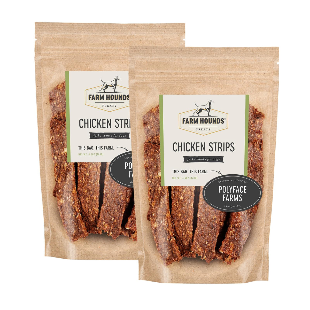 Farm Hounds Chicken Strips two-pack front view for easy rewards during training
