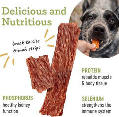Farm Hounds Duck Strips ingredients panel displays meat-rich recipe.
