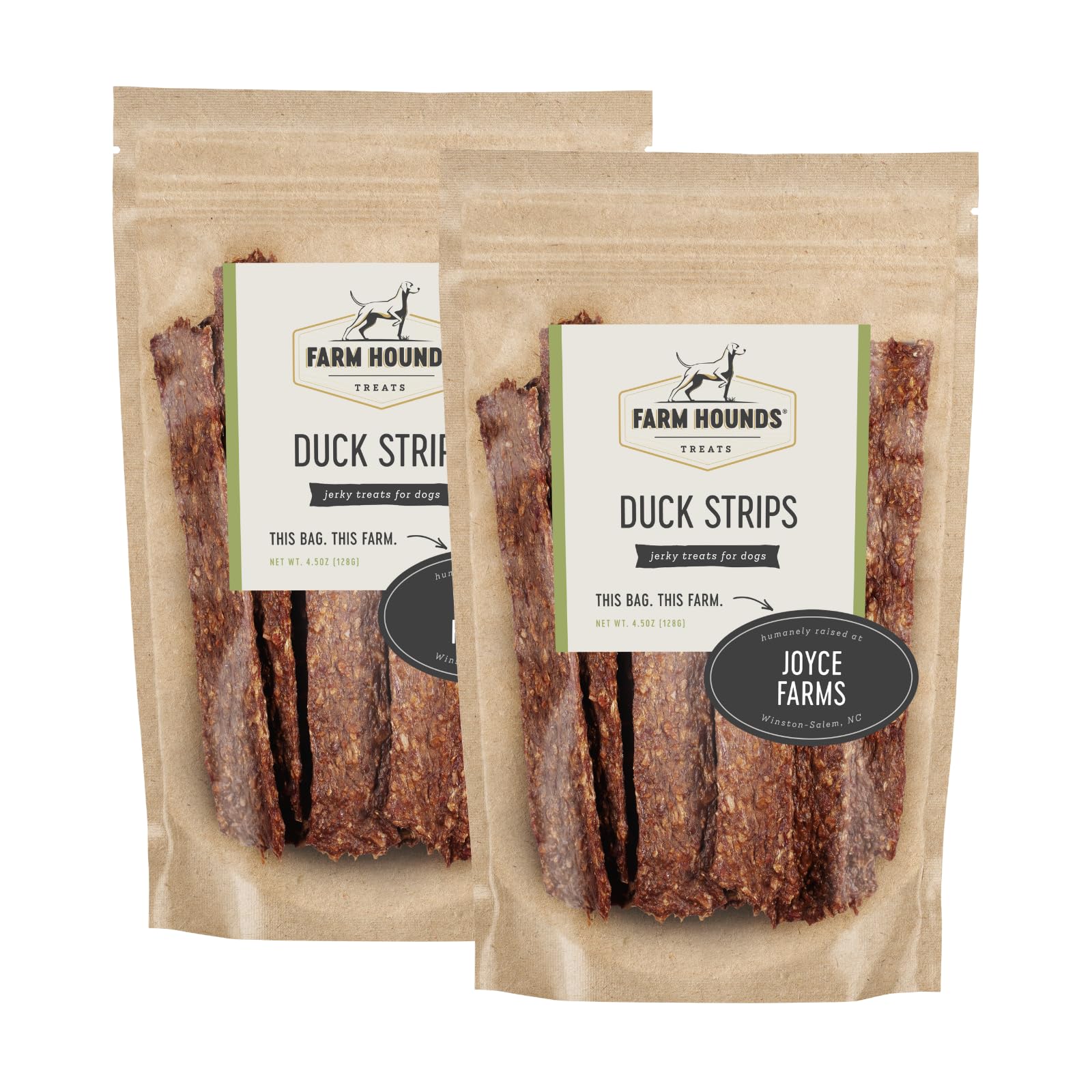 Farm Hounds Duck Strips two-pack for dogs—great training treats.