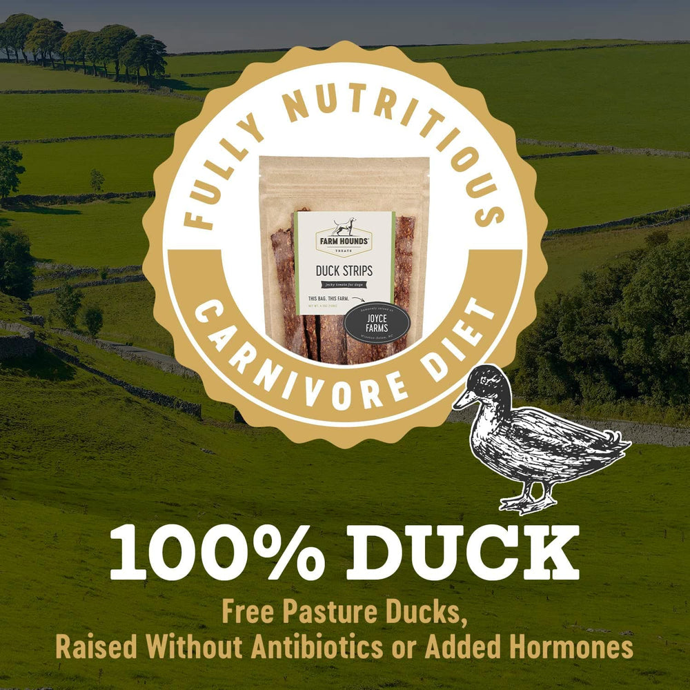 Farm Hounds Duck Strips USA-made label highlights local sourcing.