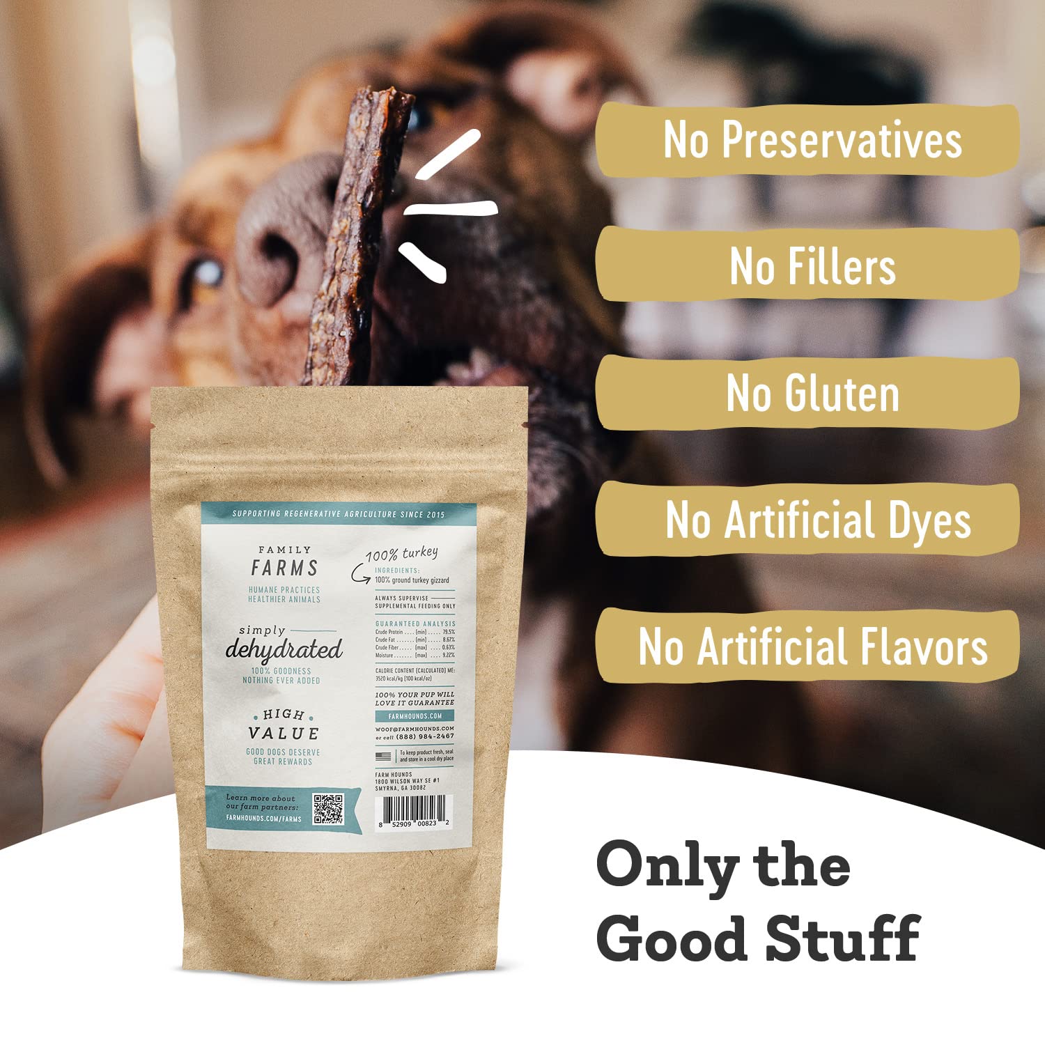 Dog-focused shot demonstrates training rewards with gizzards.