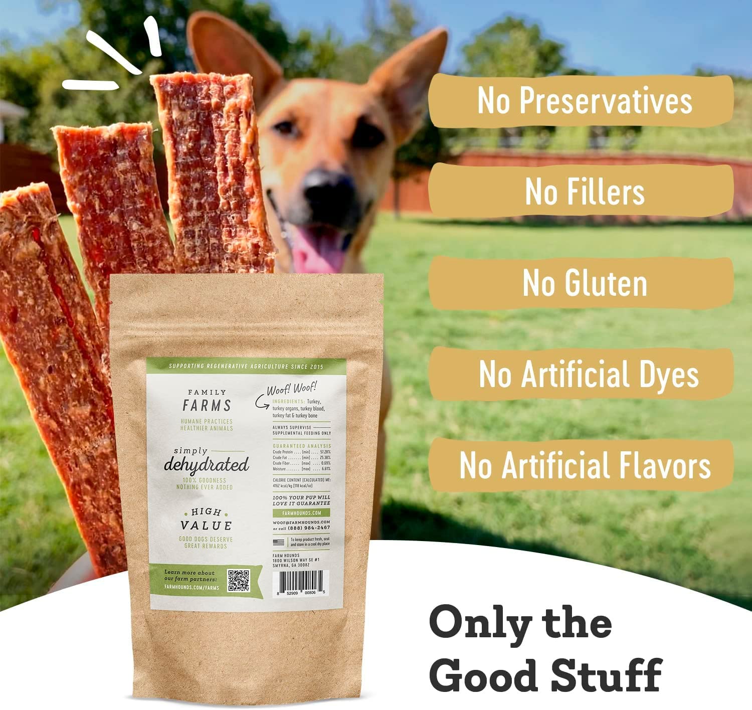 Farm Hounds Turkey Strips dehydrated texture for long-lasting treats.