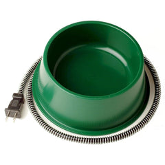 Farm Innovators 1qt heated water bowl front view shows durable outdoor design for cold weather