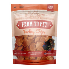 Farm To Pet dog training treats packaging highlights USA-made, single-ingredient turkey for simple rewards.