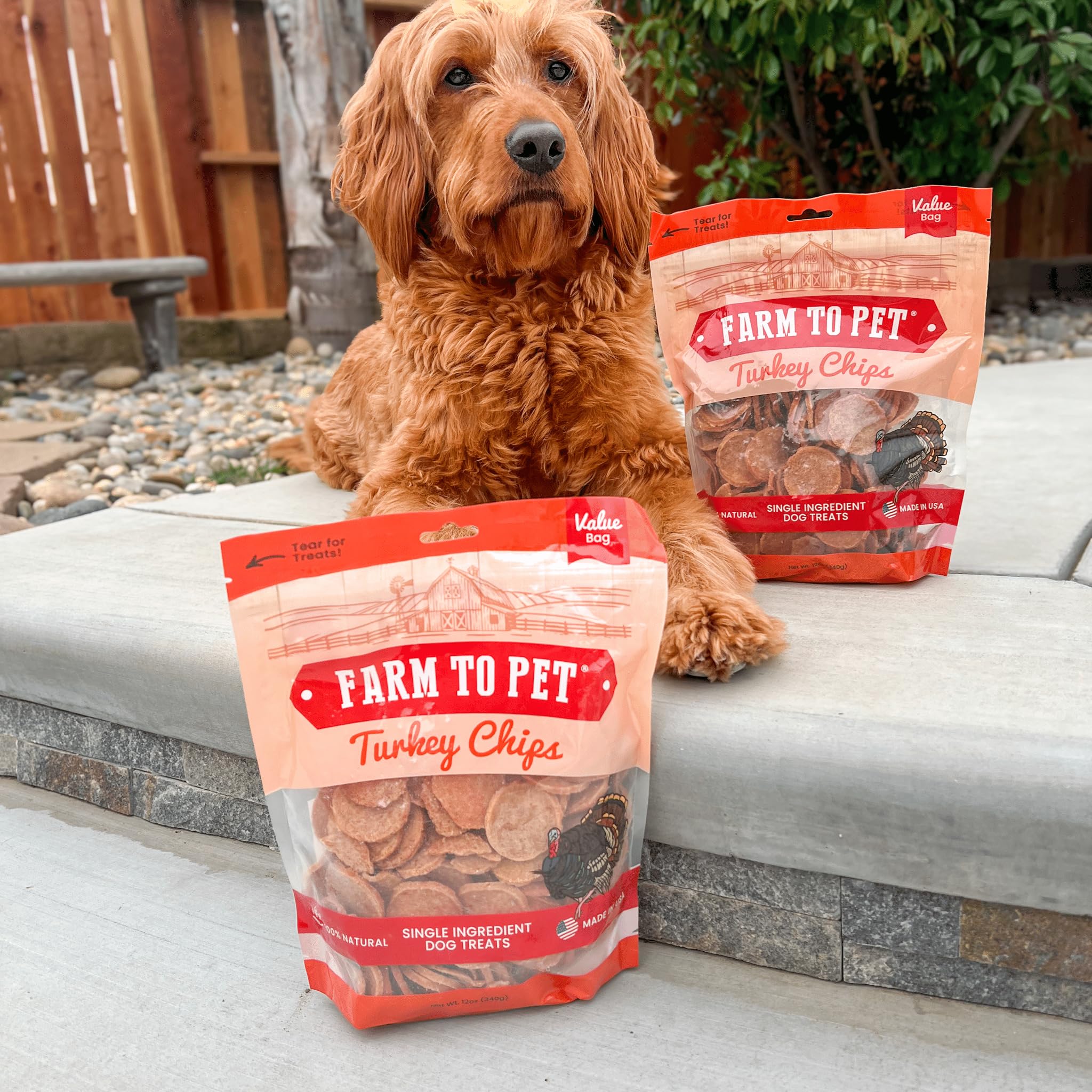 Farm To Pet hypoallergenic dog treats image underscores gentle digestion and natural flavor.