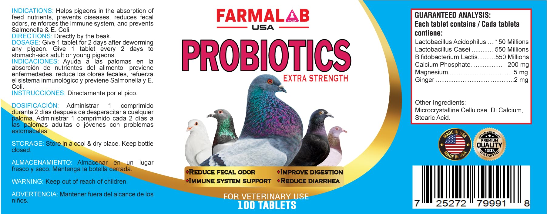 Farmalab Probiotics Extra Strength dosage by beak for easy administration.