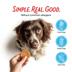 Farmland Traditions grain-free-formula highlights free-from-common-allergens like corn, soy, and wheat