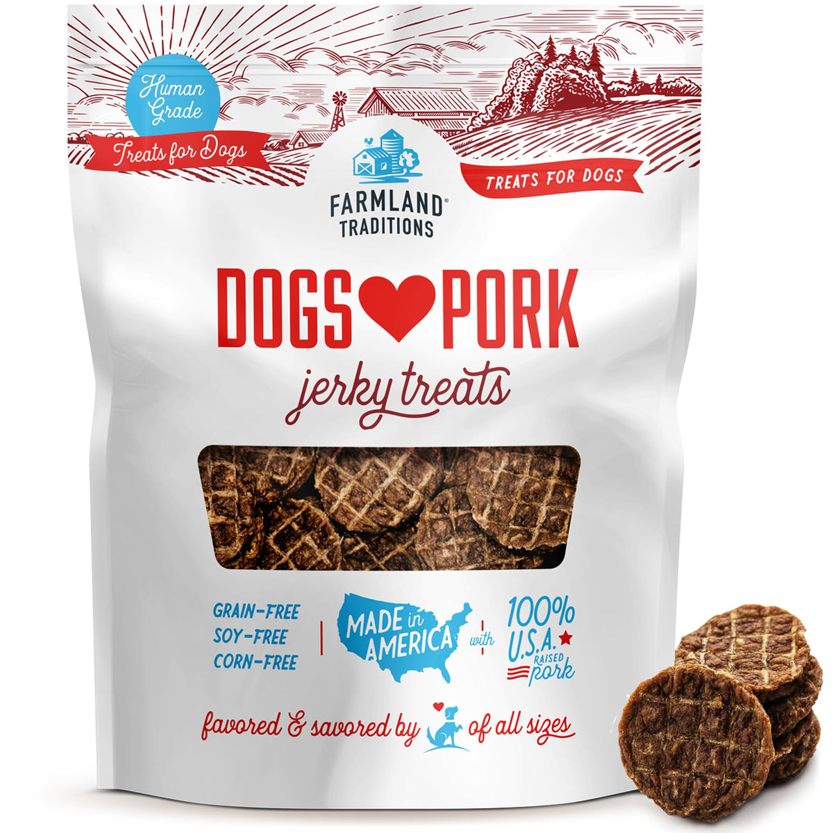 Farmland Traditions Pork Jerky Pack image showing a 2.5 lb bag for training rewards