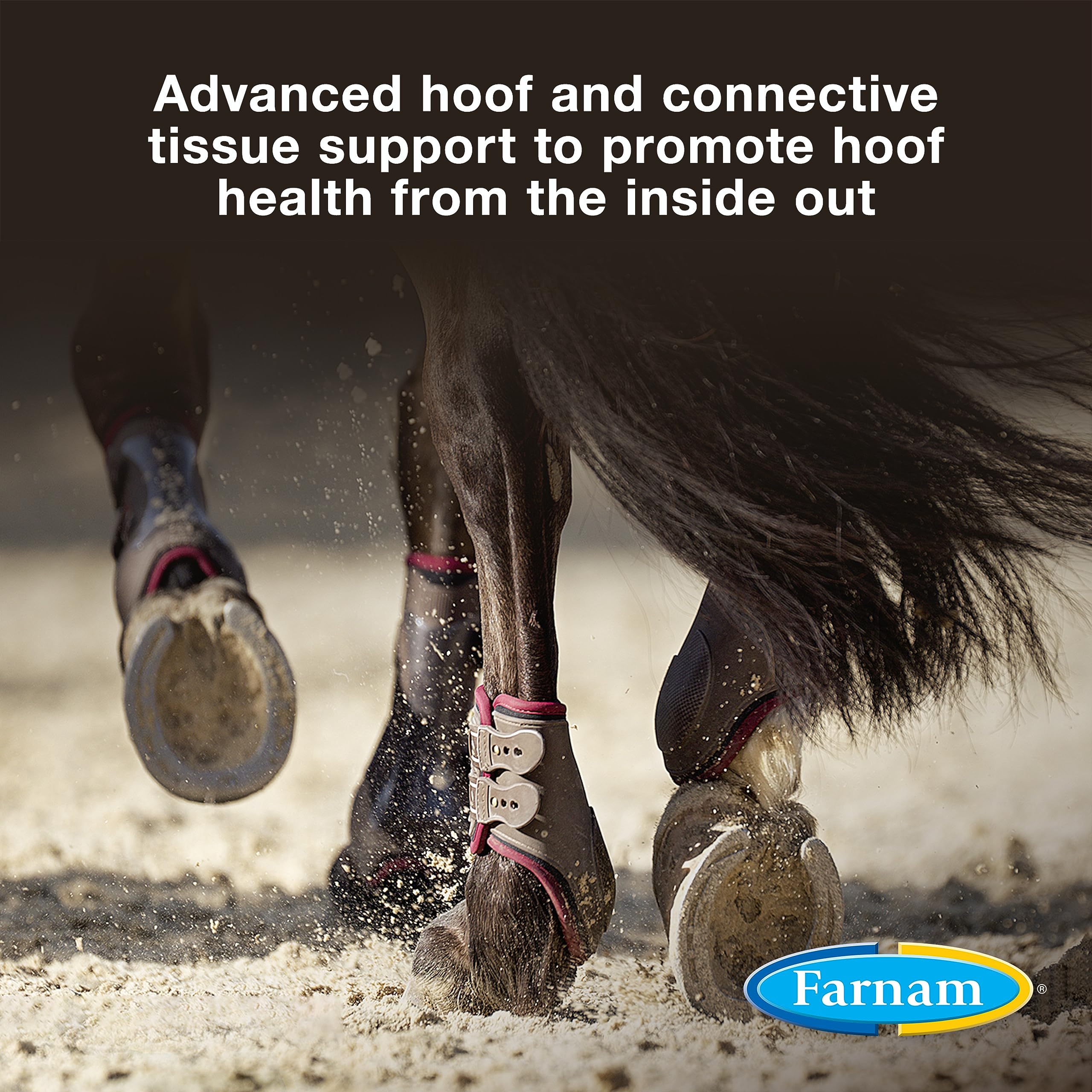 Farnam Horseshoer's Secret Extra Strength label closeup—high-bioavailability nutrients for strong hooves.