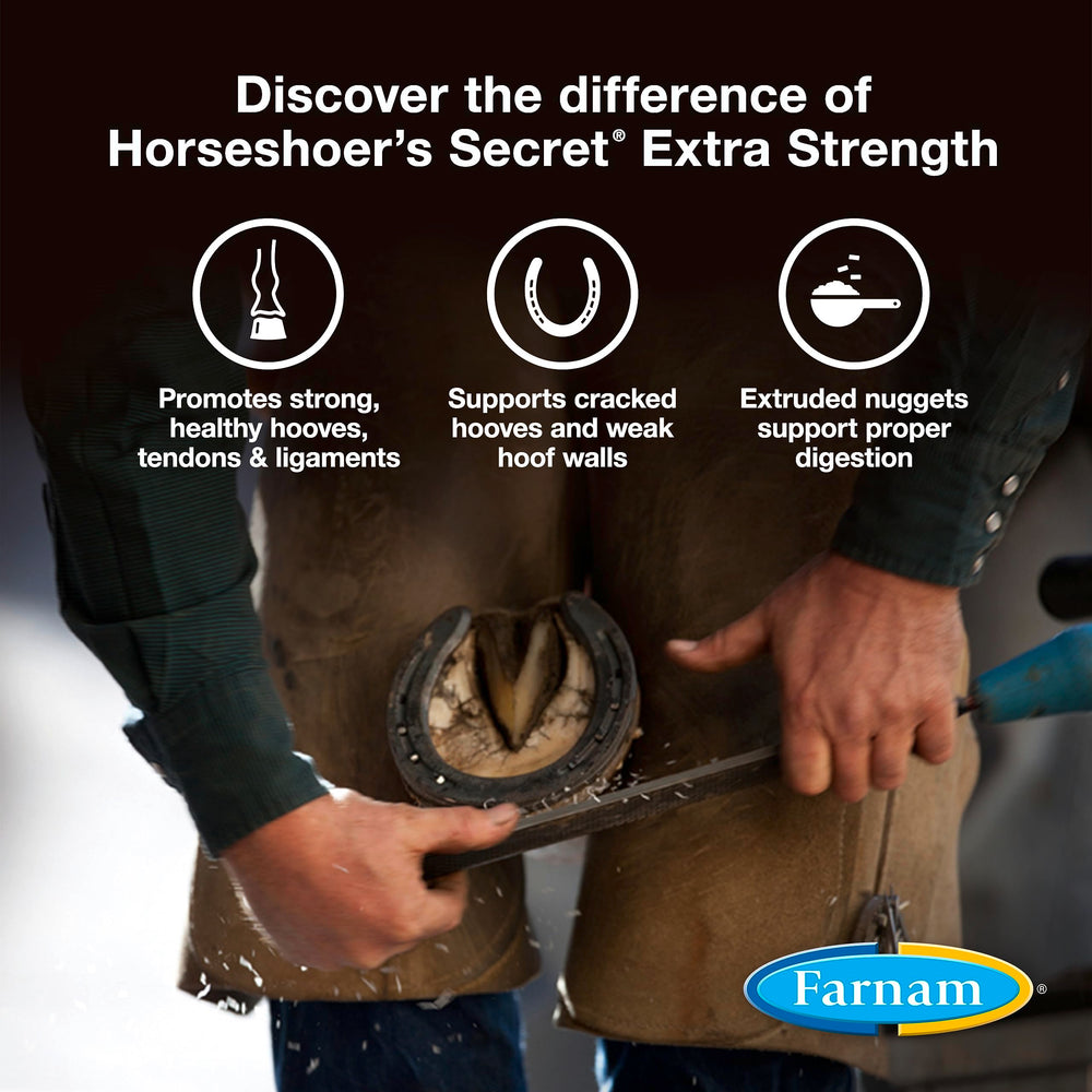 Farnam Horseshoer's Secret Extra Strength nuggets—easy-to-digest formula supports nutrient uptake.