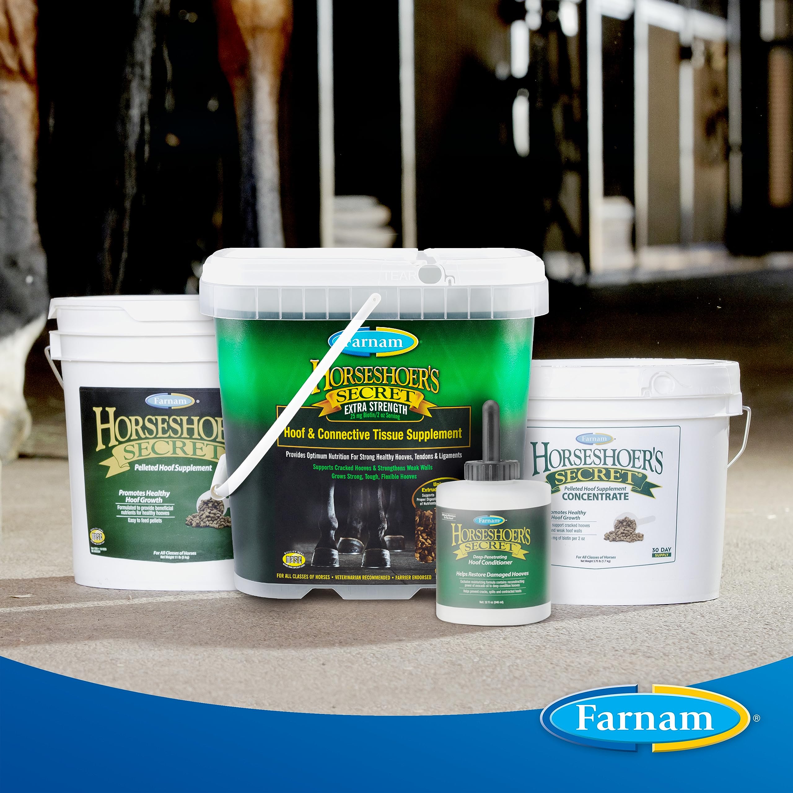 Farnam Horseshoer's Secret Extra Strength tendon-ligament closeup—potential connective tissue support.