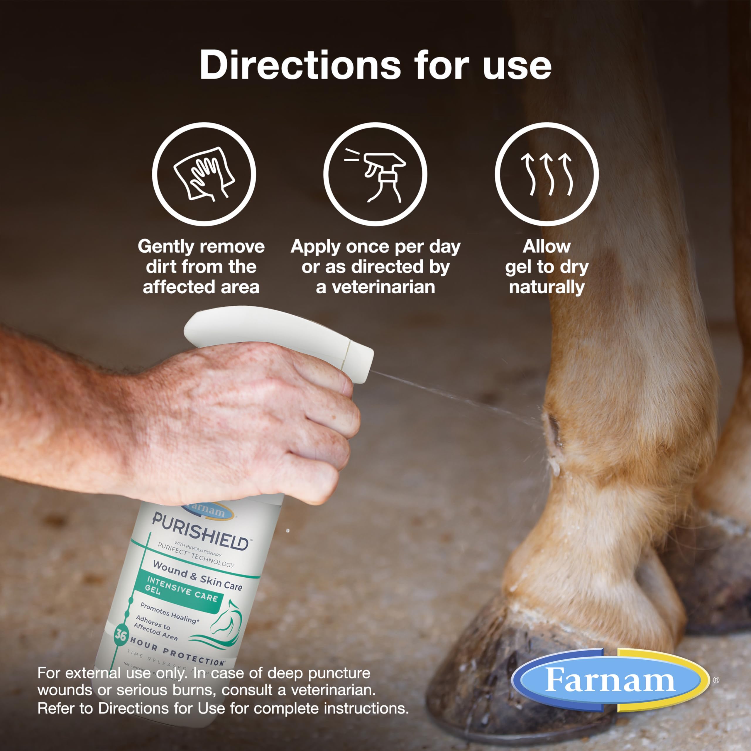 Farnam Purishield Gel bandage-optional use on wounds and saddle sores.
