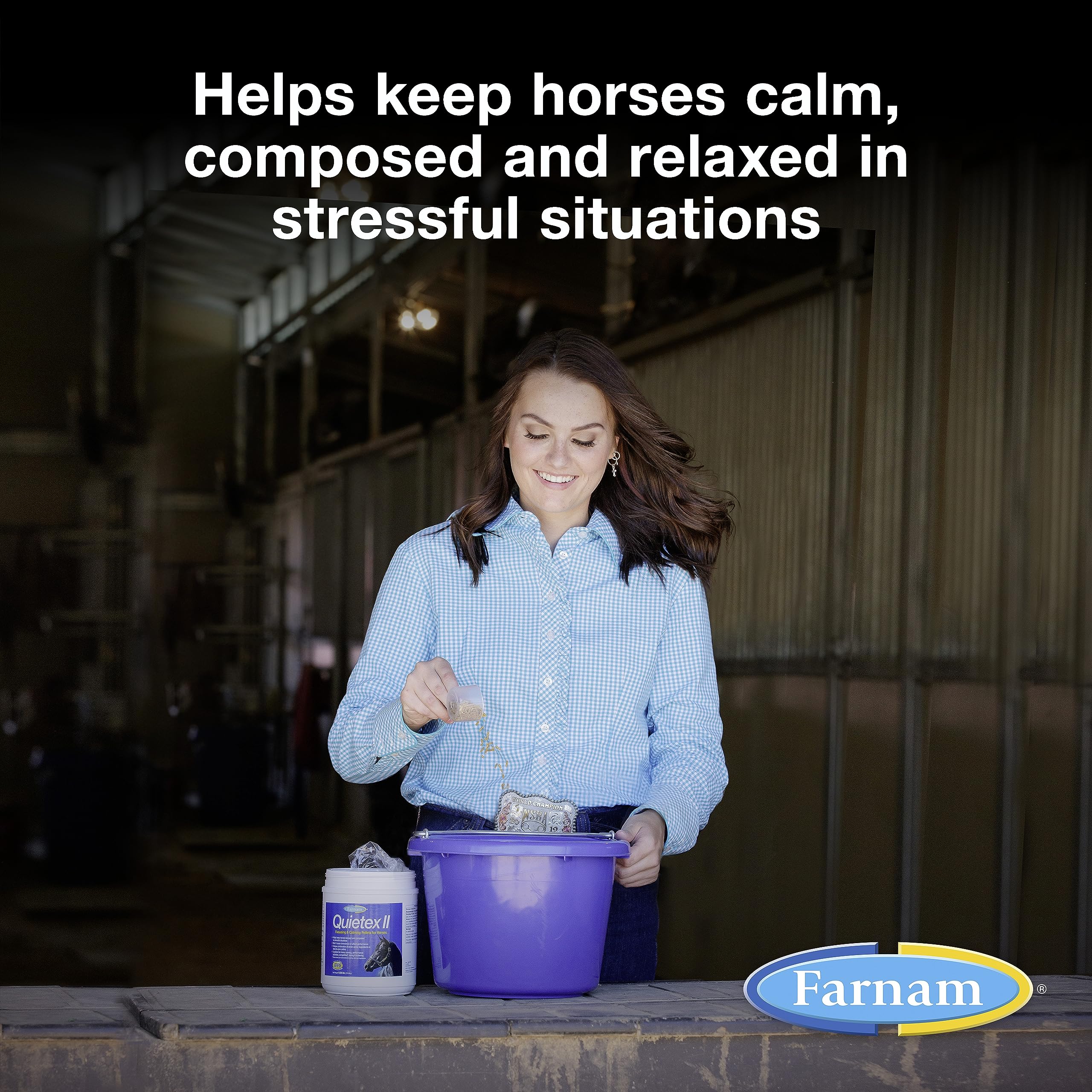 Farnam Quietex II dosing spoon shows easy daily calm support