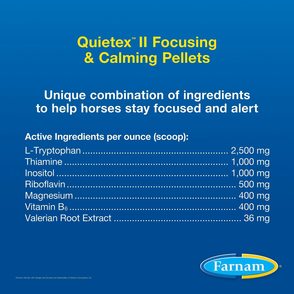 Farnam Quietex II pellets ready for a trail ride calming prep