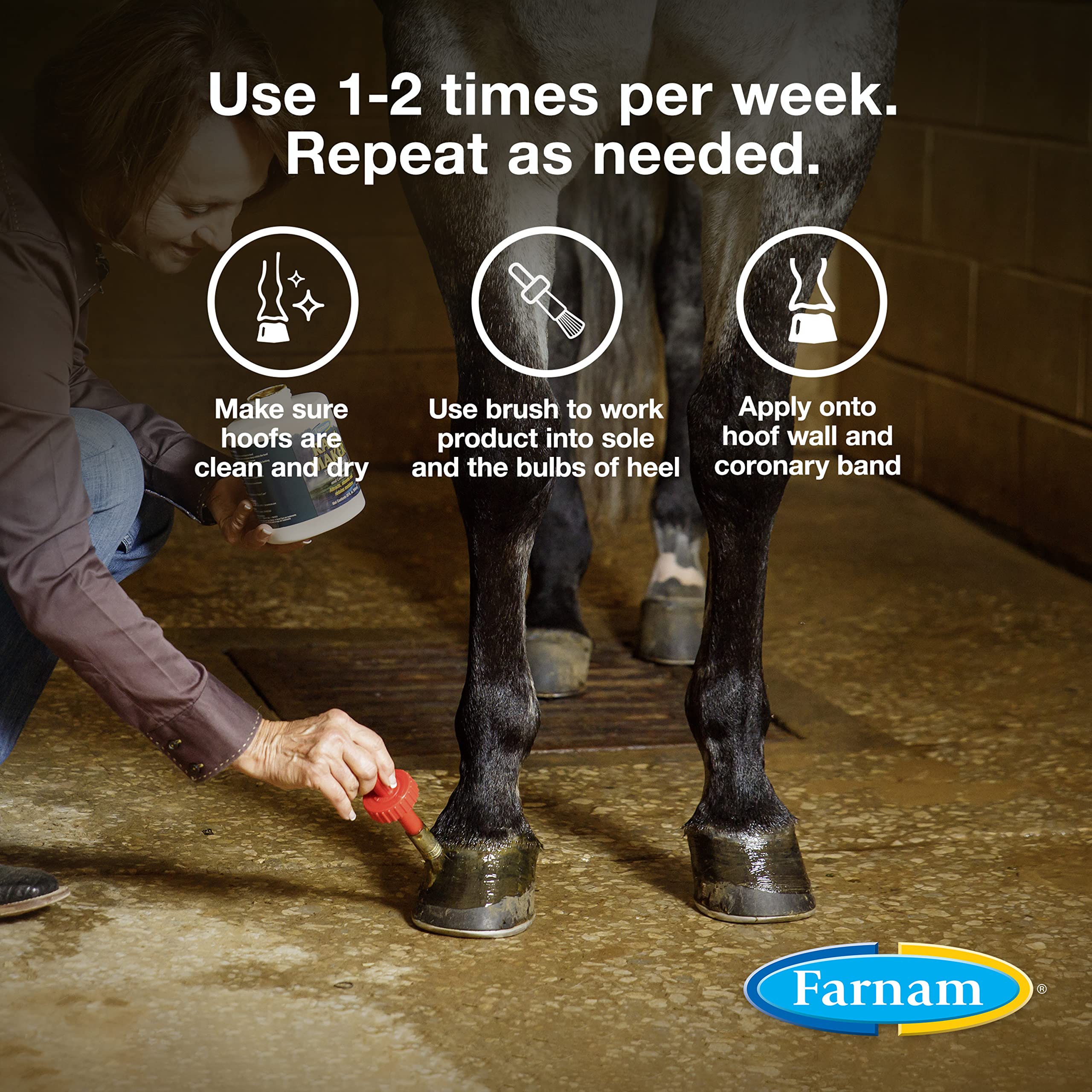 Farnam Rain Maker hooves with natural gloss and color enhancement after treatment.
