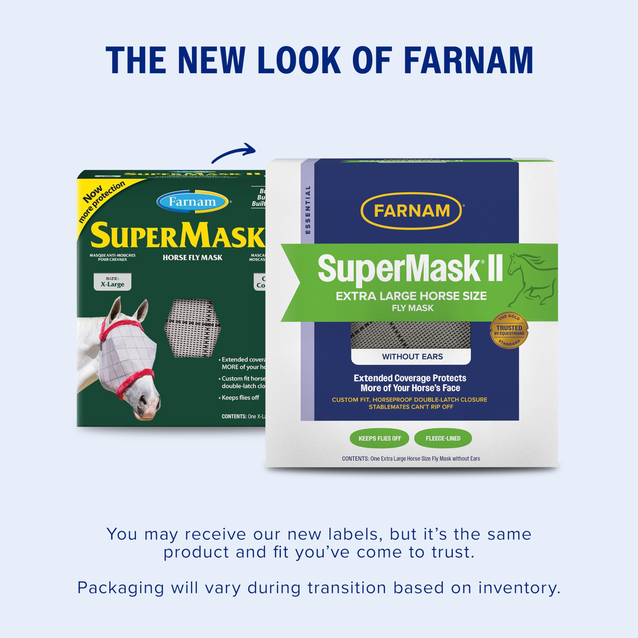 Farnam SuperMask II double-latch under jaw keeps mask secure during turnout