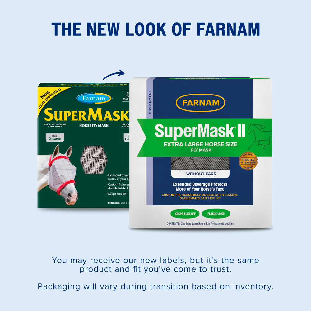 Farnam SuperMask II double-latch under jaw keeps mask secure during turnout