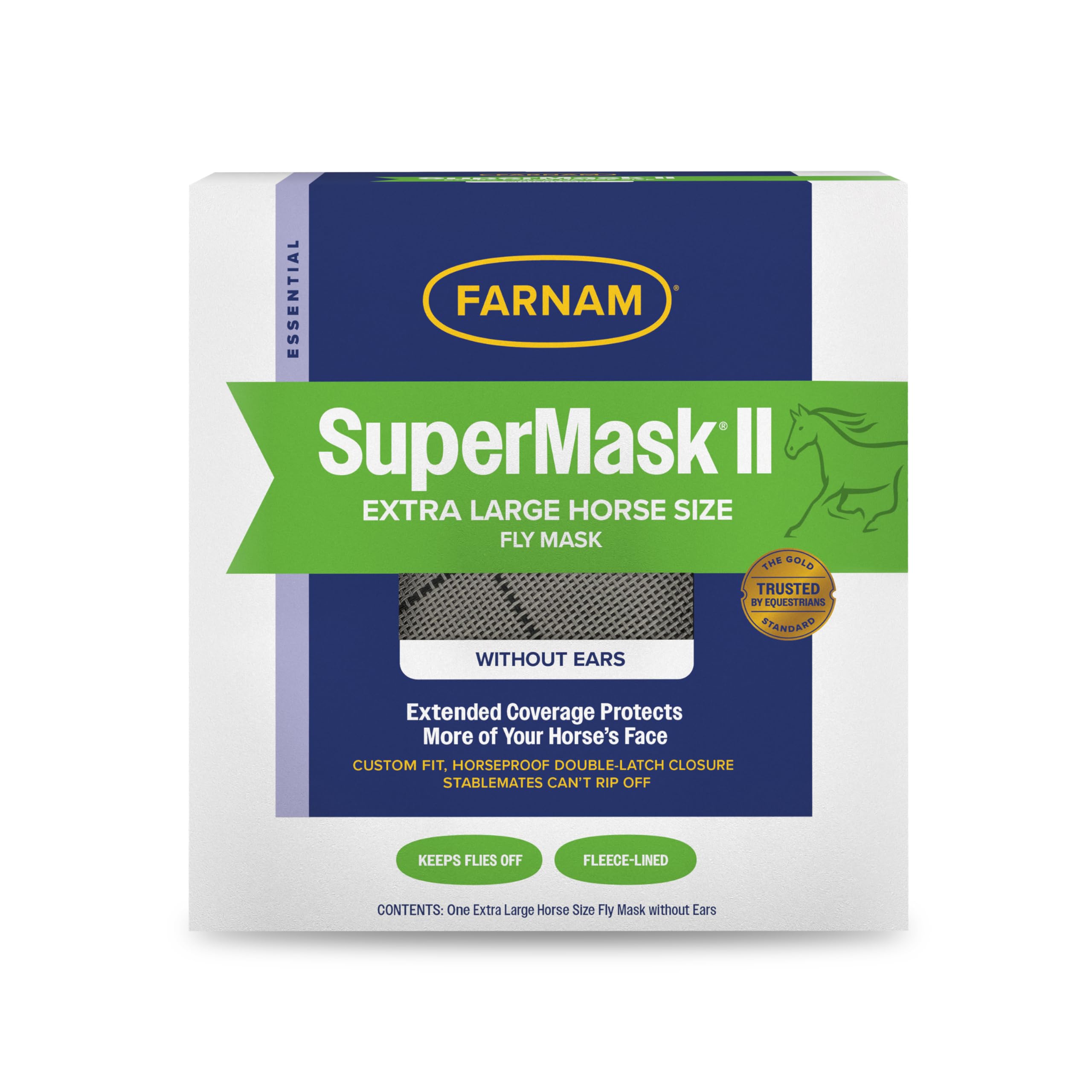 Farnam SuperMask II extended-coverage mesh protects horse eyes from flies