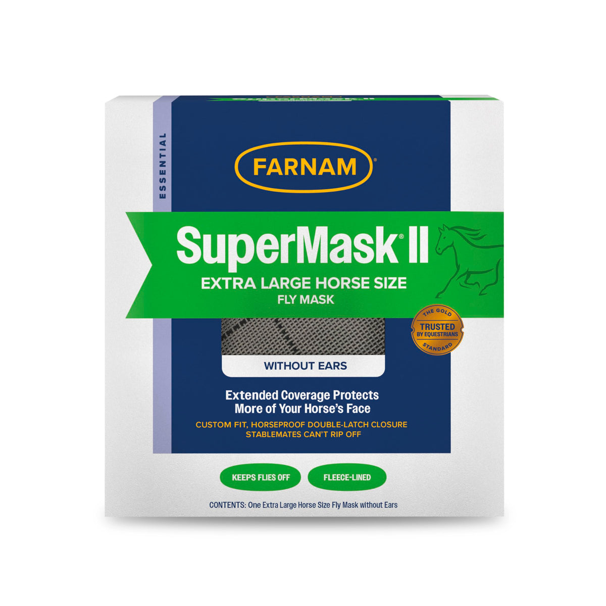 Farnam SuperMask II extended-coverage mesh protects horse eyes from flies