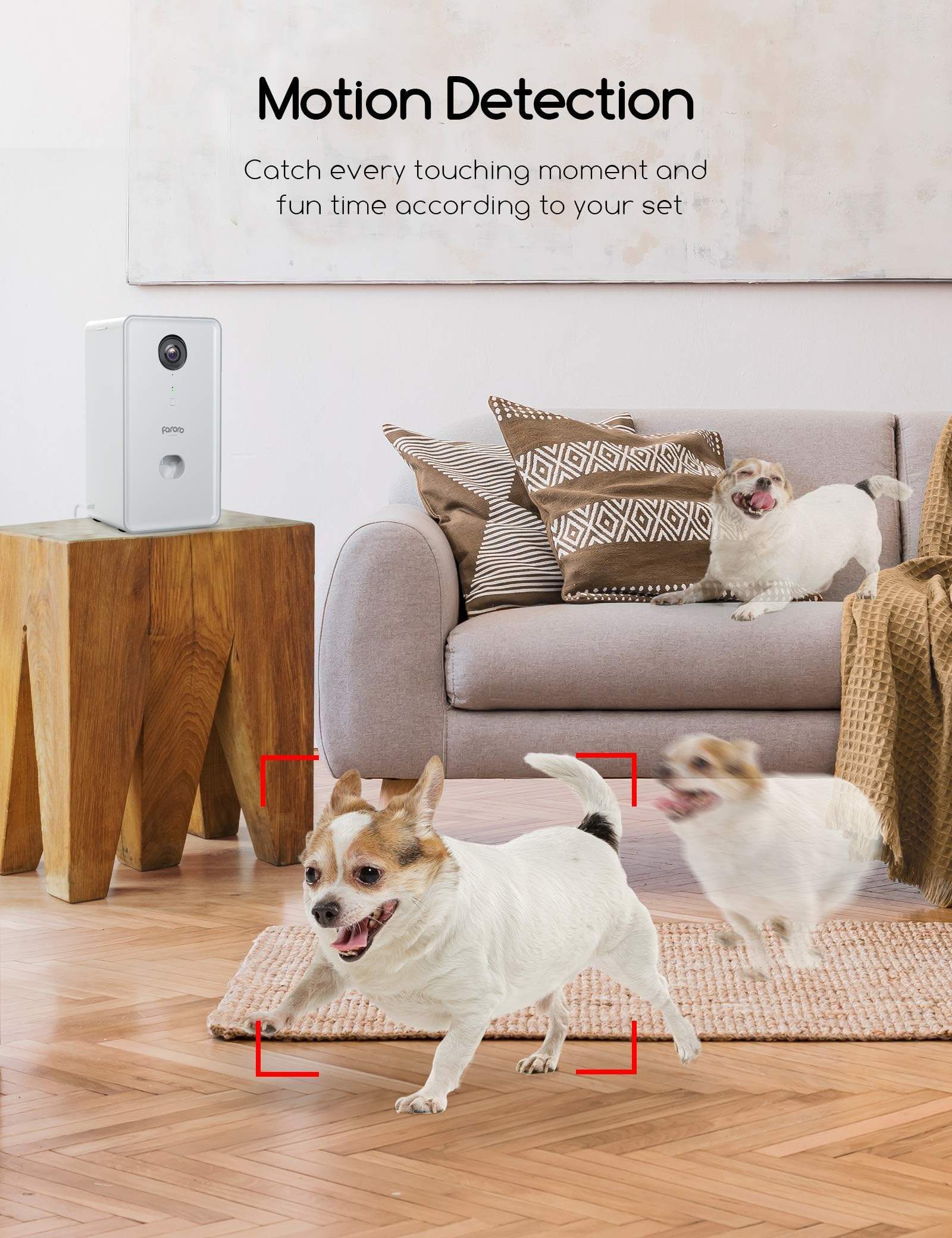 faroro dog camera setup with Bluetooth and dual-band WiFi for quick pairing