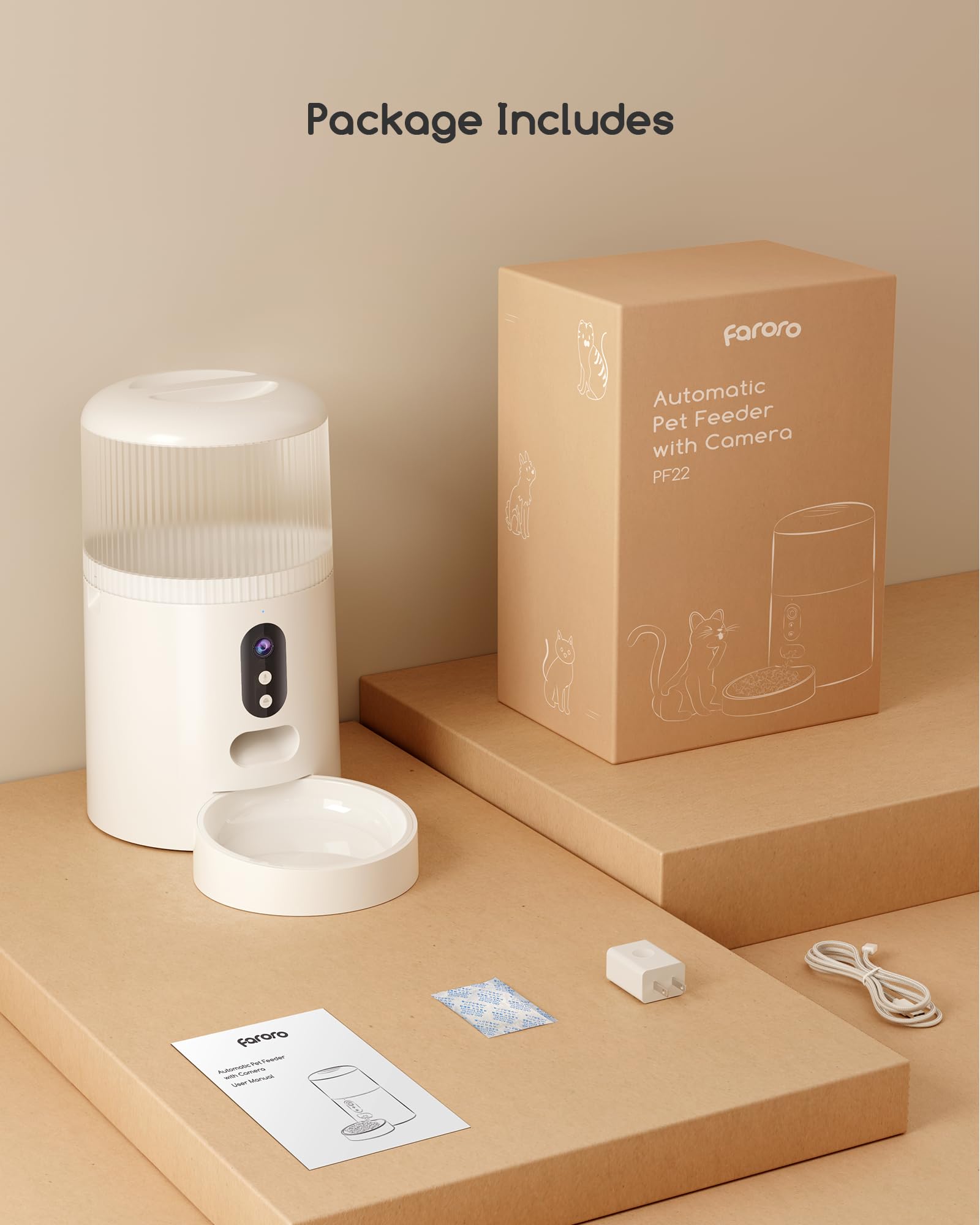 Faroro two-way audio with personalized meal call for pet comfort.