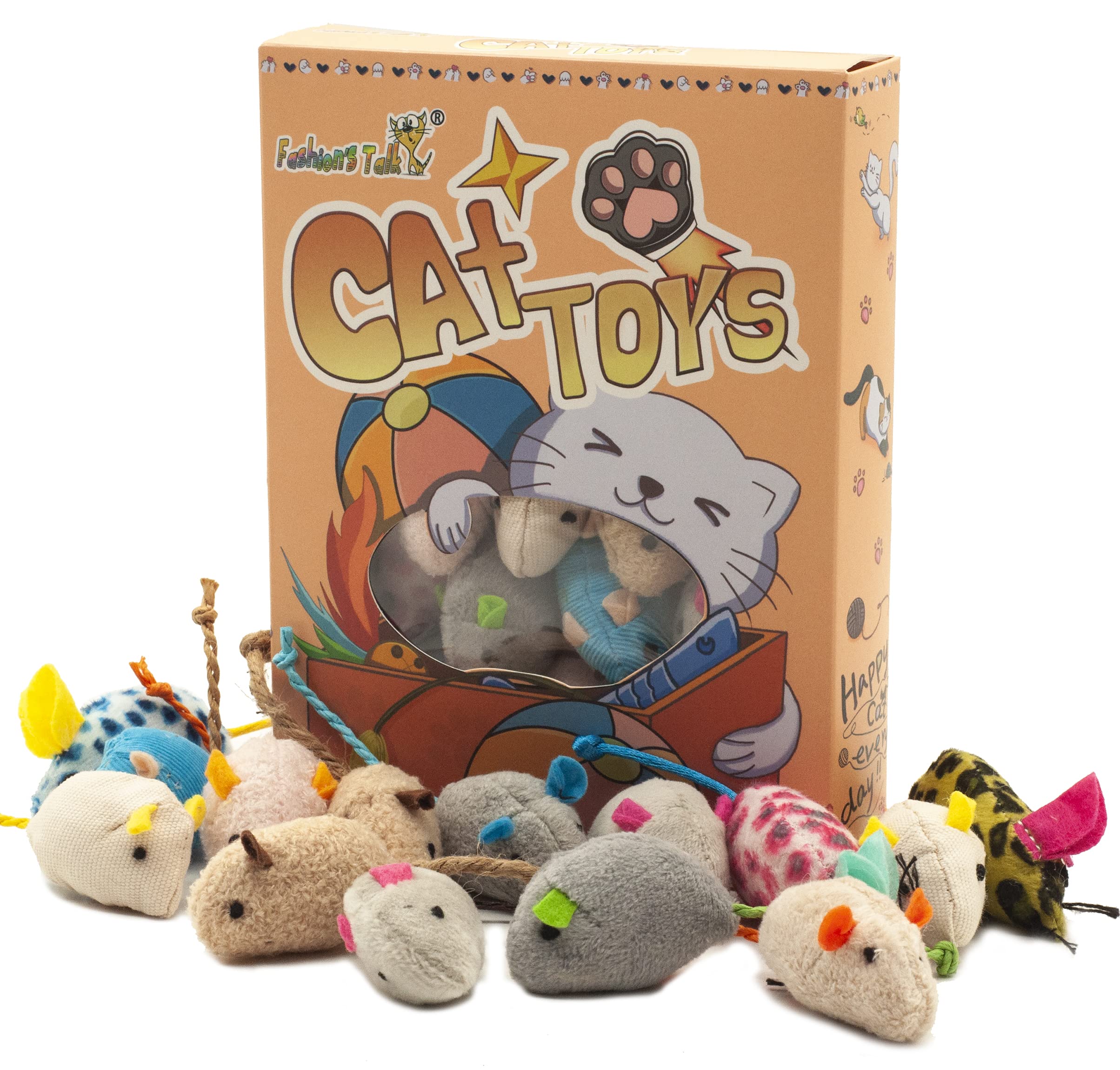 Fashion's Talk ratones de peluche con hierba gatera, variedad de 32 para gatos activos