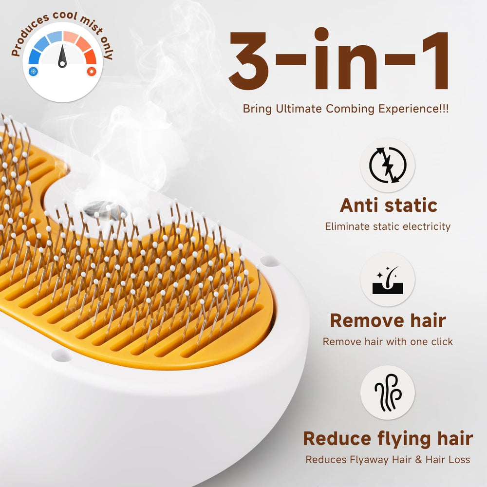 FASHIONARI Pet Steam Brush bristles with gel guard, ensuring skin-safe hair removal.