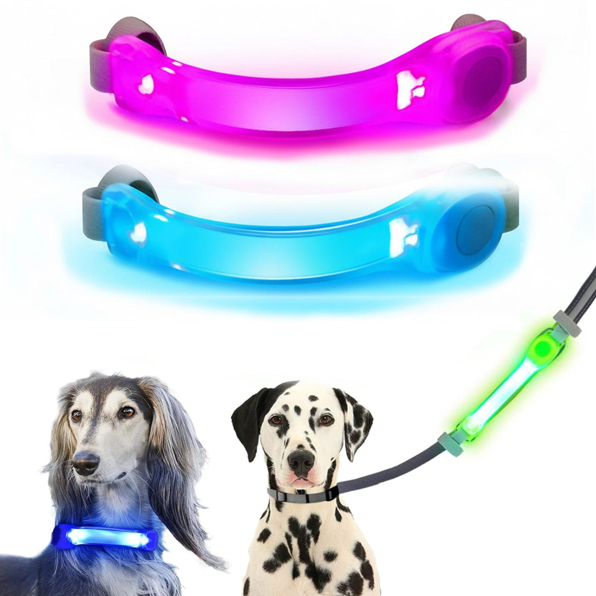 Fashion&cool LED light-strap attached to leash for brighter night visibility during walks.